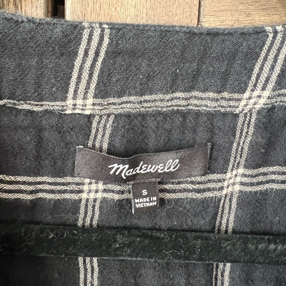 Madewell Lightspun Evert Pullover Top in Windowpane Plaid True Black Size Small - Picture 7 of 9
